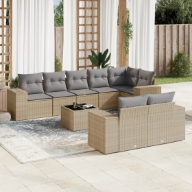 Set de sofás de jardín 9 pzas con cojines ratán sintético beige de , Conjuntos de jardín - Ref: Foro24-3222828, Precio: 680,9...