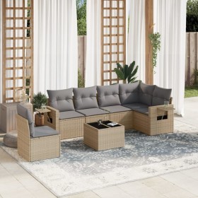 Set of 7-piece garden sofas and beige synthetic rattan cushions by , Garden sets - Ref: Foro24-3220238, Price: 491,27 €, Disc...