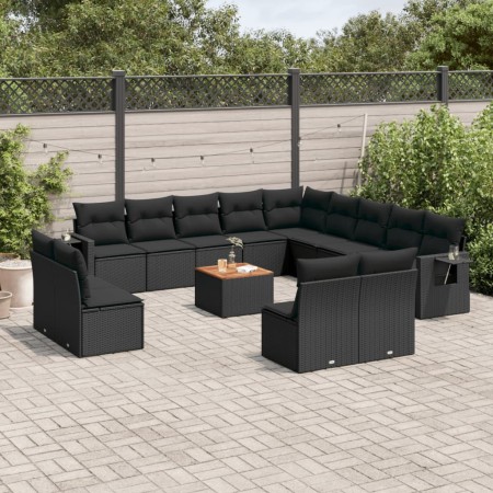 Set sofás de jardín 14 pzas con cojines ratán sintético negro de , Sofás modulares de exterior - Ref: Foro24-3224816, Precio:...