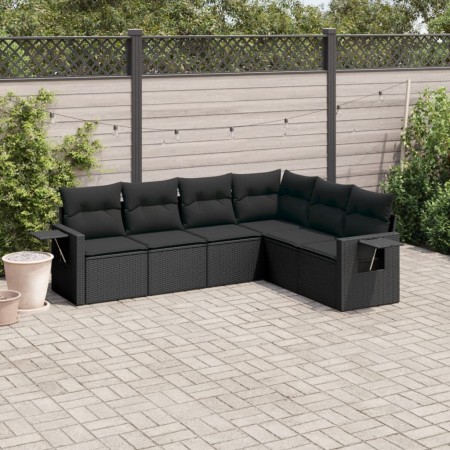 Set aus 6-teiligen Gartensofas und Kissen Kunstrattan schwarz von , Gartensets - Ref: Foro24-3220204, Preis: 422,64 €, Rabatt: %