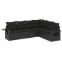 Set aus 6-teiligen Gartensofas und Kissen Kunstrattan schwarz von , Gartensets - Ref: Foro24-3220204, Preis: 411,07 €, Rabatt: %