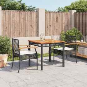 3-piece garden dining set with black synthetic rattan cushions by , Garden sets - Ref: Foro24-3213560, Price: 233,99 €, Disco...