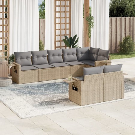 Garden sofa set with beige cushions, 8 pieces, PE rattan. by , Garden sets - Ref: Foro24-3220418, Price: 601,84 €, Discount: %