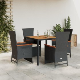 5-teiliges Gartenmöbel-Set mit Kissen synthetisches Rattan schwarz von , Gartensets - Ref: Foro24-3277504, Preis: 598,91 €, R...