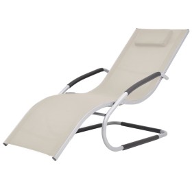 Aluminum sun lounger with cream-colored textilene cushion. by vidaXL, Loungers - Ref: Foro24-47778, Price: 91,37 €, Discount: %