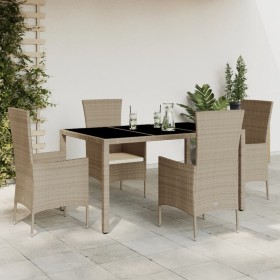 5-teiliges Garten-Esszimmer-Set mit Kissen synthetisches Rattan beige von , Gartensets - Ref: Foro24-3277571, Preis: 388,63 €...