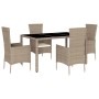 Set comedor de jardín 5 pzas con cojines ratán sintético beige de , Conjuntos de jardín - Ref: Foro24-3277571, Precio: 388,63...