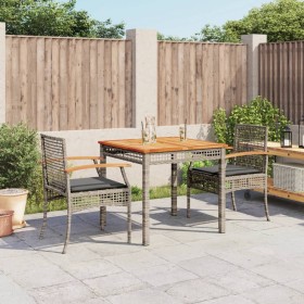 3-piece garden dining set with gray synthetic rattan cushions by , Garden sets - Ref: Foro24-3213569, Price: 238,94 €, Discou...