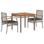 3-piece garden dining set with gray synthetic rattan cushions by , Garden sets - Ref: Foro24-3213569, Price: 238,94 €, Discou...