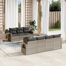 Garden sofa set 8 pieces and gray synthetic rattan cushions by , Garden sets - Ref: Foro24-3219929, Price: 559,13 €, Discount: %