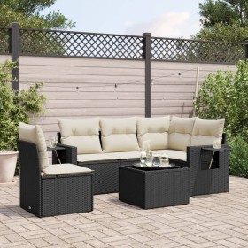 Set aus 6-teiligen Gartensofas und Kissen Kunstrattan schwarz von , Gartensets - Ref: Foro24-3220175, Preis: 396,31 €, Rabatt: %