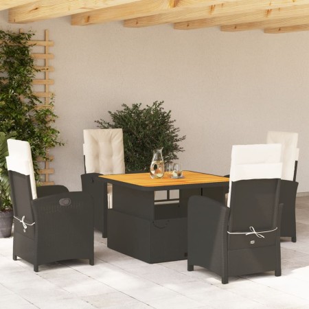 Set de muebles jardín 5 pzas con cojines ratán sintético negro de , Conjuntos de jardín - Ref: Foro24-3277318, Precio: 676,58...