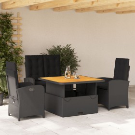 4-teiliges Garten-Esszimmerset mit Kissen aus schwarzem synthetischem Rattan von , Gartensets - Ref: Foro24-3277332, Preis: 5...