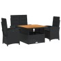 Garden dining set, 4 pieces with black synthetic rattan cushions. by , Garden sets - Ref: Foro24-3277332, Price: 571,52 €, Di...