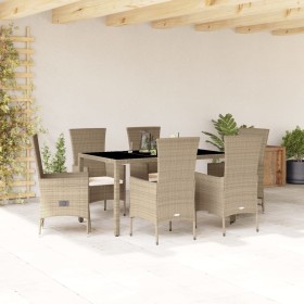 7-teiliges Garten-Esszimmer-Set mit Kissen synthetisches Rattan beige von , Gartensets - Ref: Foro24-3277578, Preis: 590,50 €...