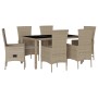 Set comedor de jardín 7 pzas con cojines ratán sintético beige de , Conjuntos de jardín - Ref: Foro24-3277578, Precio: 590,50...