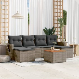 7-teilige Gartensofagarnitur mit grauen PE-Rattankissen von , Modulare Sofas für den Außenbereich - Ref: Foro24-3224688, Prei...