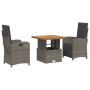 3-piece garden dining set with gray synthetic rattan cushions by , Garden sets - Ref: Foro24-3277339, Price: 425,68 €, Discou...