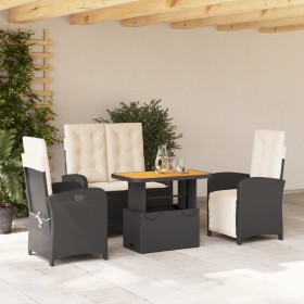 Garden dining set, 4 pieces with black synthetic rattan cushions. by , Garden sets - Ref: Foro24-3277324, Price: 513,99 €, Di...