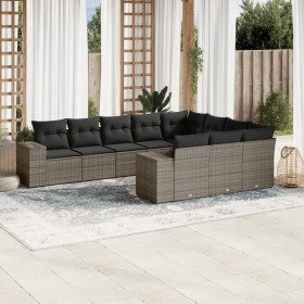 Garden sofa set 10 pieces with gray synthetic rattan cushions by , Garden sets - Ref: Foro24-3255427, Price: 662,61 €, Discou...