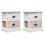 Bedside tables 2 units made of Paulownia wood in white natural color, measuring 38x28x45cm. by vidaXL, Nightstands - Ref: For...