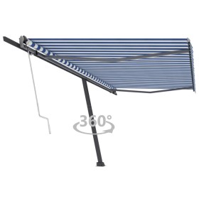 Toldo de pie automático azul y blanco 500x300 cm de , Toldos - Ref: Foro24-3069786, Precio: 596,92 €, Descuento: %