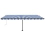 Toldo de pie automático azul y blanco 500x300 cm de , Toldos - Ref: Foro24-3069786, Precio: 601,36 €, Descuento: %