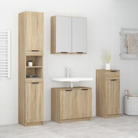 Juego de muebles de baño 4 pzas madera ingeniería roble Sonoma de , Muebles de baño - Ref: Foro24-3115886, Precio: 272,99 €, ...