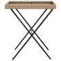 Table with folding tray in beige synthetic rattan 65x40x75 cm by , Garden tables - Ref: Foro24-365130, Price: 46,43 €, Discou...