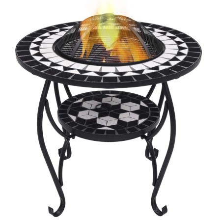 vidaXl Brasero de mosaico cerámica negro y blanco 68 cm de vidaXL, Chimeneas - Ref: Foro24-46725, Precio: 89,43 €, Descuento: %