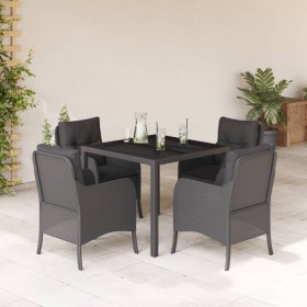 5-teiliges Gartenmöbel-Set mit schwarzen synthetischen Rattankissen von , Gartensets - Ref: Foro24-3211849, Preis: 443,04 €, ...