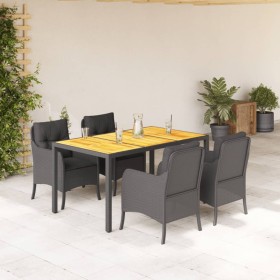 5-teiliges Gartenmöbel-Set mit schwarzen synthetischen Rattankissen von , Gartensets - Ref: Foro24-3211868, Preis: 529,90 €, ...