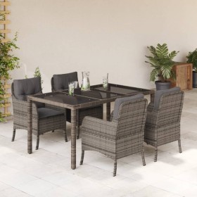 5-teiliges Garten-Essset mit grauen synthetischen Rattankissen von , Gartensets - Ref: Foro24-3211856, Preis: 592,99 €, Rabat...