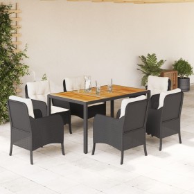 7-teiliges Garten-Essset und schwarze Kissen aus synthetischem Rattan von , Gartensets - Ref: Foro24-3211863, Preis: 674,99 €...