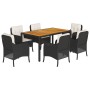 Set de comedor de jardín 7 pzas y cojines ratán sintético negro de , Conjuntos de jardín - Ref: Foro24-3211863, Precio: 675,8...