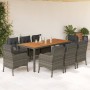 Garden dining set 9 pieces and gray synthetic rattan cushions by , Garden sets - Ref: Foro24-3211877, Price: 992,05 €, Discou...