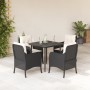 Set de muebles jardín 5 pzas con cojines ratán sintético negro de , Conjuntos de jardín - Ref: Foro24-3211907, Precio: 430,42...