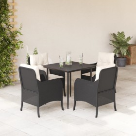 5-teiliges Gartenmöbel-Set mit schwarzen synthetischen Rattankissen von , Gartensets - Ref: Foro24-3211907, Preis: 431,99 €, ...