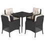 Set de muebles jardín 5 pzas con cojines ratán sintético negro de , Conjuntos de jardín - Ref: Foro24-3211907, Precio: 430,42...