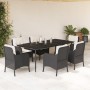 Set de comedor de jardín 7 pzas y cojines ratán sintético negro de , Conjuntos de jardín - Ref: Foro24-3211911, Precio: 723,5...