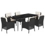 Set de comedor de jardín 7 pzas y cojines ratán sintético negro de , Conjuntos de jardín - Ref: Foro24-3211911, Precio: 723,5...