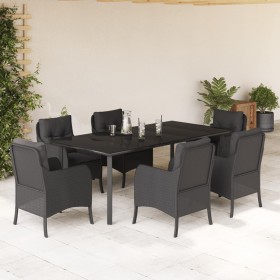 7-teiliges Garten-Essset und schwarze Kissen aus synthetischem Rattan von , Gartensets - Ref: Foro24-3211932, Preis: 752,99 €...