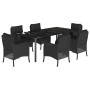 Set de comedor de jardín 7 pzas y cojines ratán sintético negro de , Conjuntos de jardín - Ref: Foro24-3211932, Precio: 754,1...