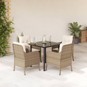 5-teiliges Garten-Essset mit beigen Kissen aus synthetischem Rattan von , Gartensets - Ref: Foro24-3211970, Preis: 497,99 €, ...