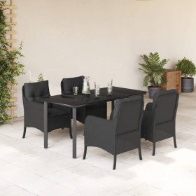 5-teiliges Gartenmöbel-Set mit schwarzen synthetischen Rattankissen von , Gartensets - Ref: Foro24-3211930, Preis: 539,04 €, ...