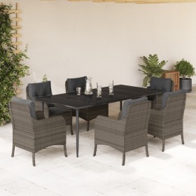 Garden dining set 7 pieces and gray synthetic rattan cushions by , Garden sets - Ref: Foro24-3211953, Price: 833,38 €, Discou...