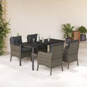 5-teiliges Garten-Essset mit grauen synthetischen Rattankissen von , Gartensets - Ref: Foro24-3211958, Preis: 602,99 €, Rabat...