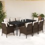 Set comedor para jardín 9 pzas y cojines ratán sintético marrón de , Conjuntos de jardín - Ref: Foro24-3211947, Precio: 953,2...