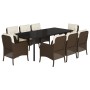 Set comedor para jardín 9 pzas y cojines ratán sintético marrón de , Conjuntos de jardín - Ref: Foro24-3211947, Precio: 950,9...