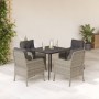 Garden dining set 5 pieces with light gray synthetic rattan cushions by , Garden sets - Ref: Foro24-3211991, Price: 486,75 €,...